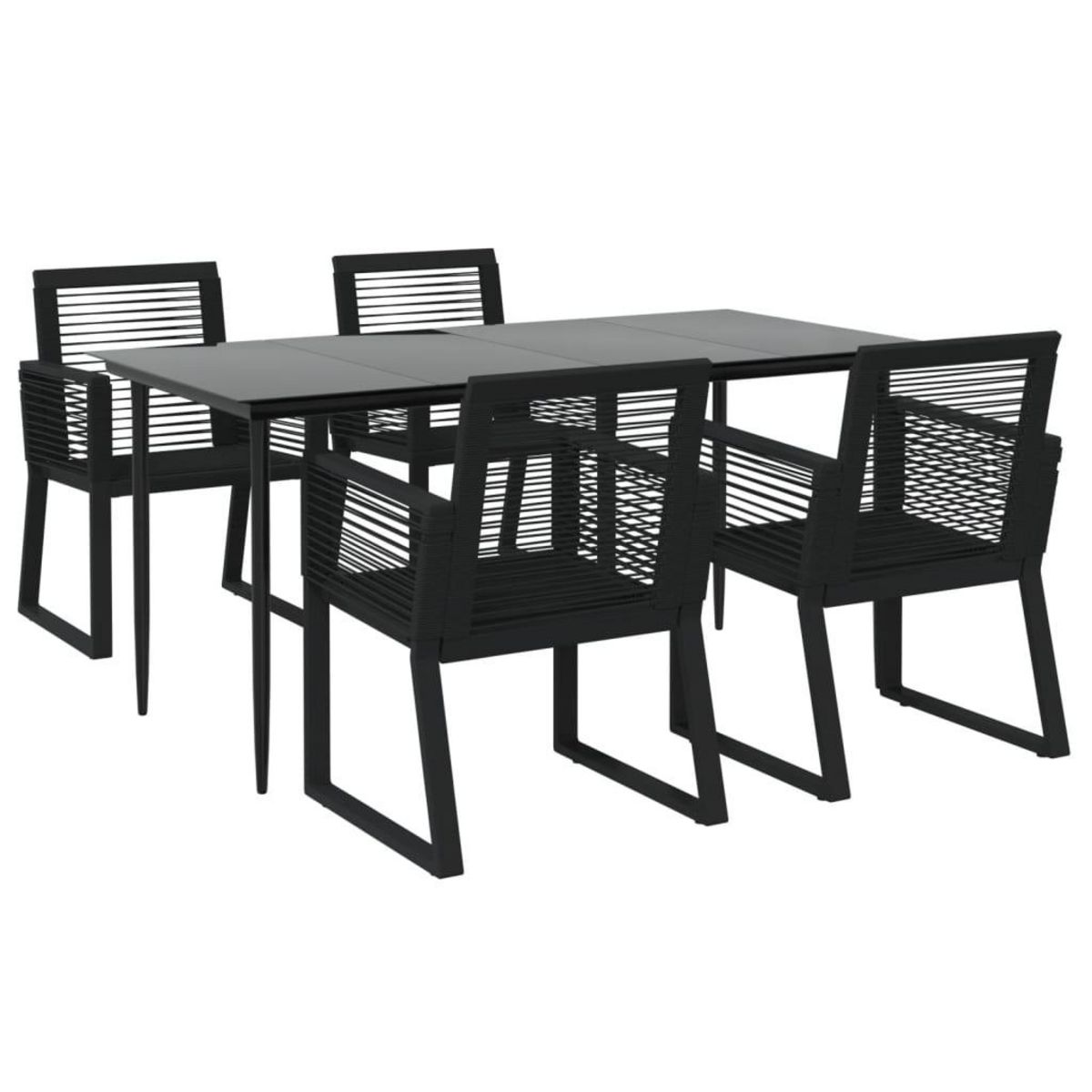 VIDAXL Ensemble a manger de jardin 5 pcs Noir Rotin PVC