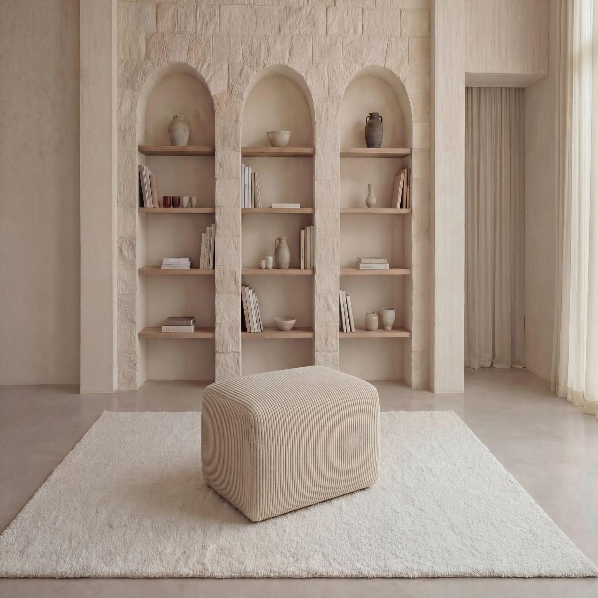 Voir la diapositive 2 : CASANOVA PARIS Olympe - pouf en petit velours côtelé 100x68x42