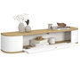 Voir la diapositive 4 : ID MARKET Etagère murale console d'entrée LEORA 1 porte blanc et effet bois