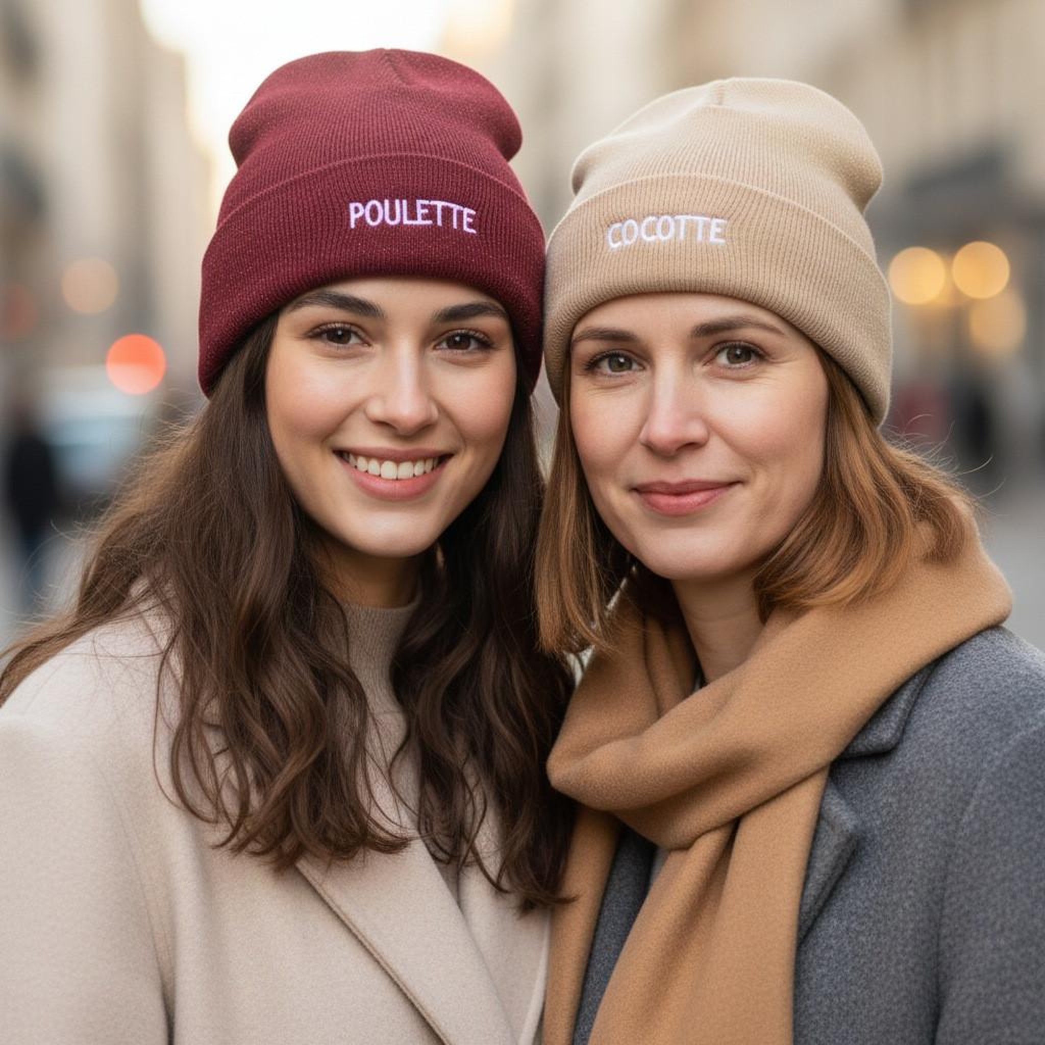 Voir la diapositive 2 : OZABI OZABI Bonnets Femme Fil Lurex Pailleté Message Brodé - Pack de 2 (Lot)
