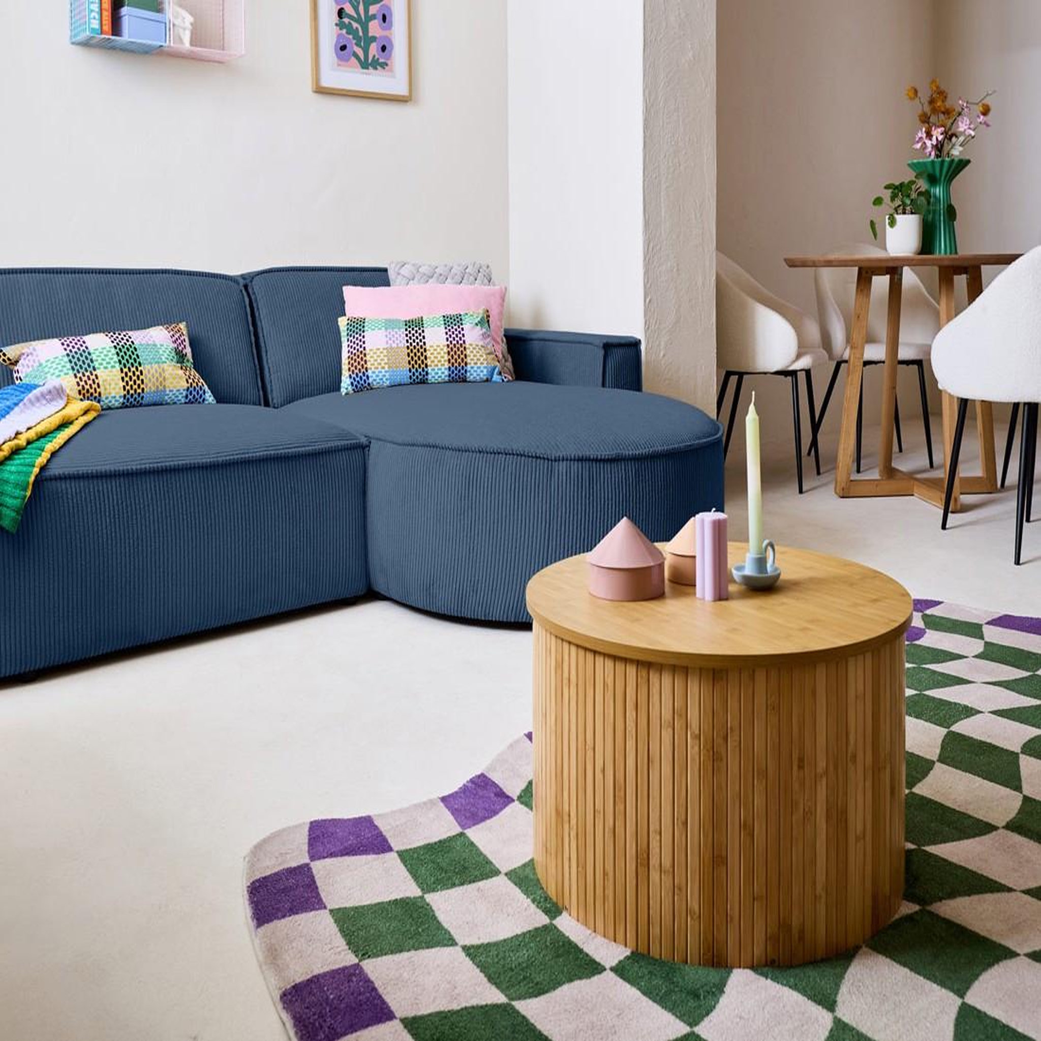 Voir la diapositive 2 : LISA DESIGN Spiaggia - canapé d'angle droit - forme arrondie - 4 places - en velours côtelé