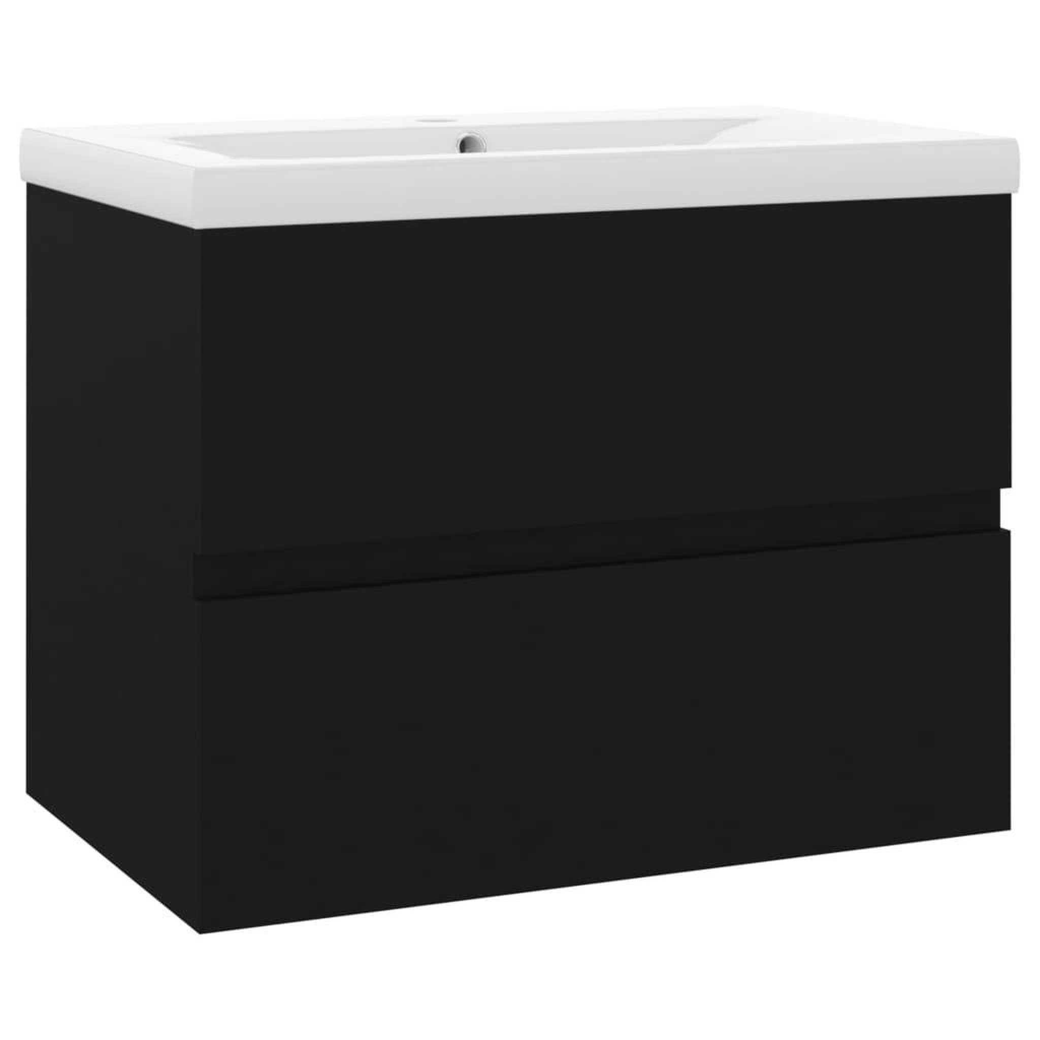 Voir la diapositive 2 : VIDAXL Armoire d'evier avec lavabo integre Noir Agglomere