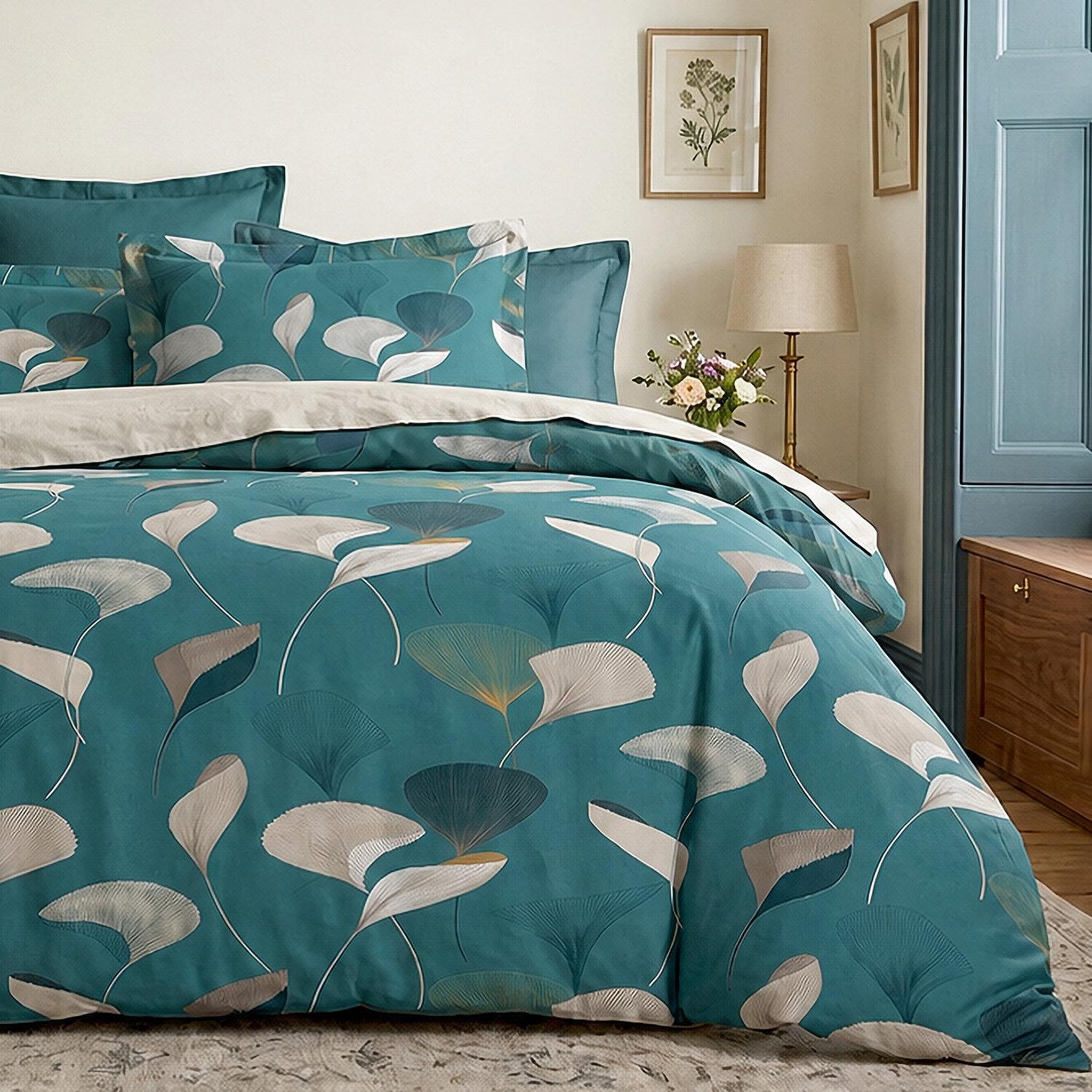 Voir la diapositive 4 : ATELIER DU COTON Parure housse de couette en coton 57 fils apoline
