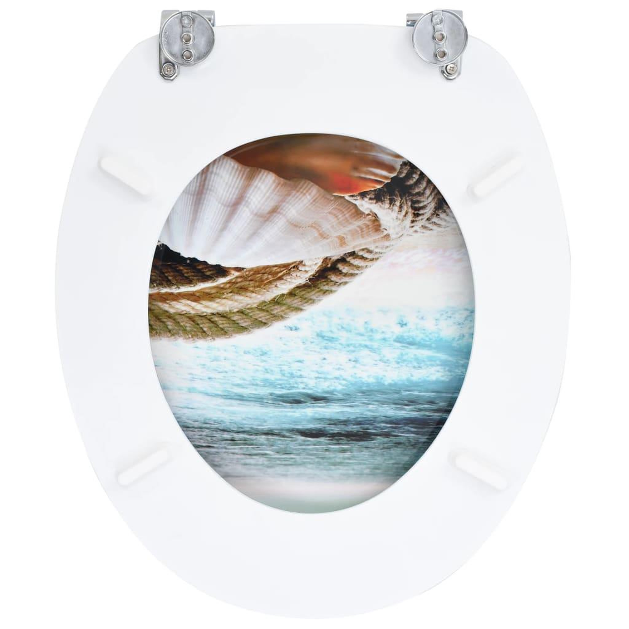 Voir la diapositive 5 : VIDAXL Siege de toilette avec couvercle MDF Design de coquille