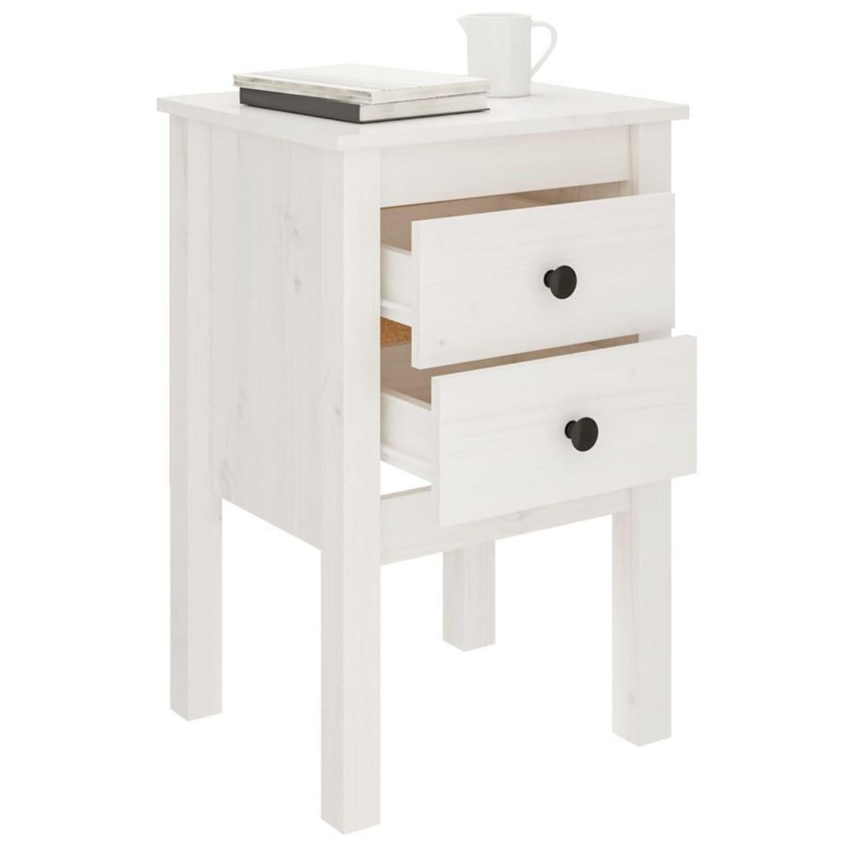 VIDAXL Tables de chevet 2 pcs Blanc 40x35x61,5 cm Bois de pin massif