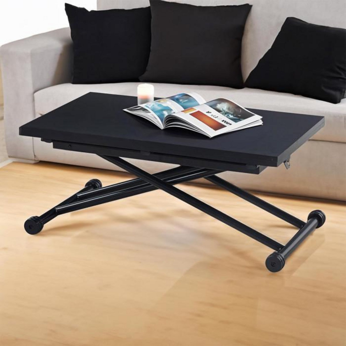 Paris Prix Table Basse Relevable  Higher  57-114cm Noir Carbone