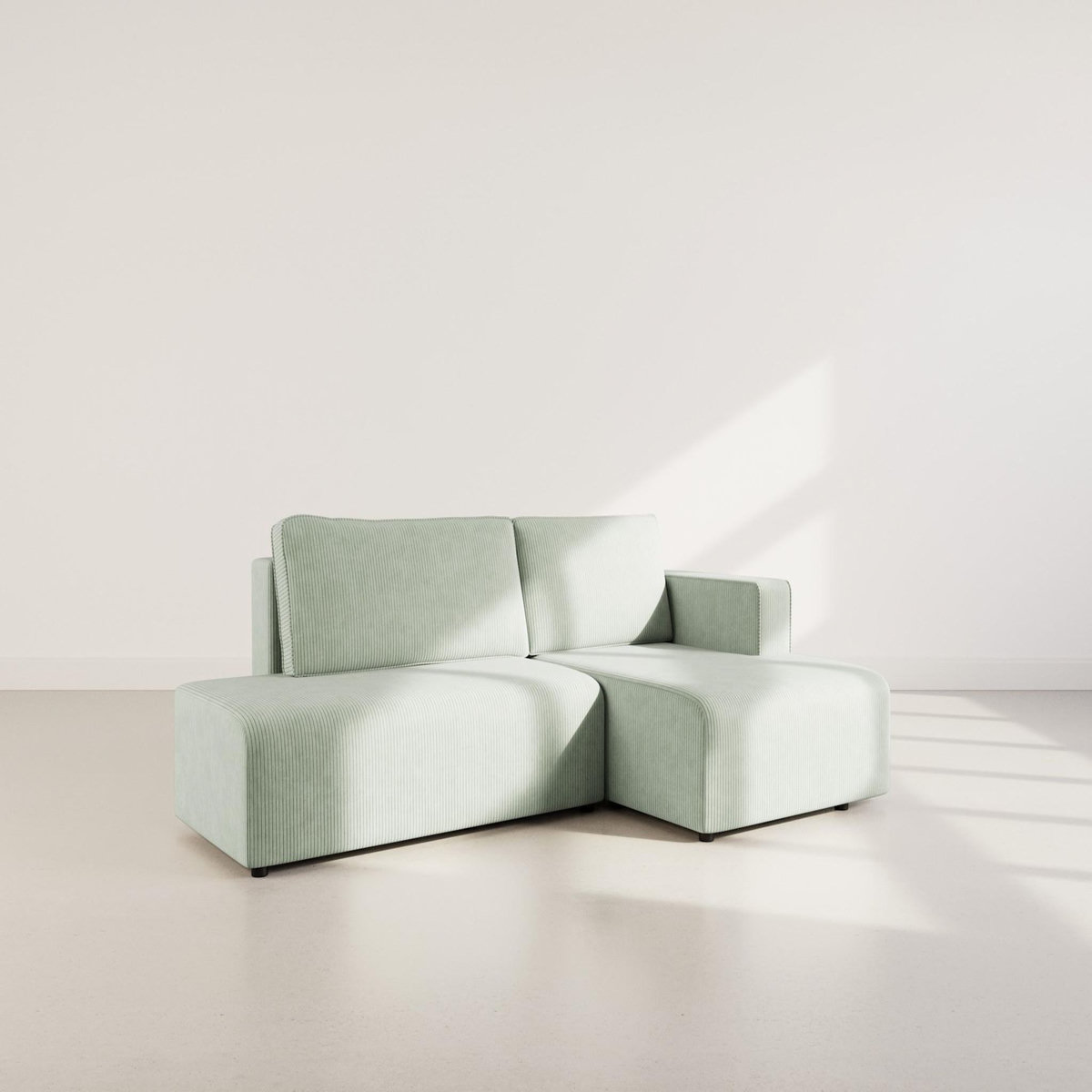 BEST MOBILIER Topaze - canapé d'angle droit 4 places convertible avec coffre en velours côtelé