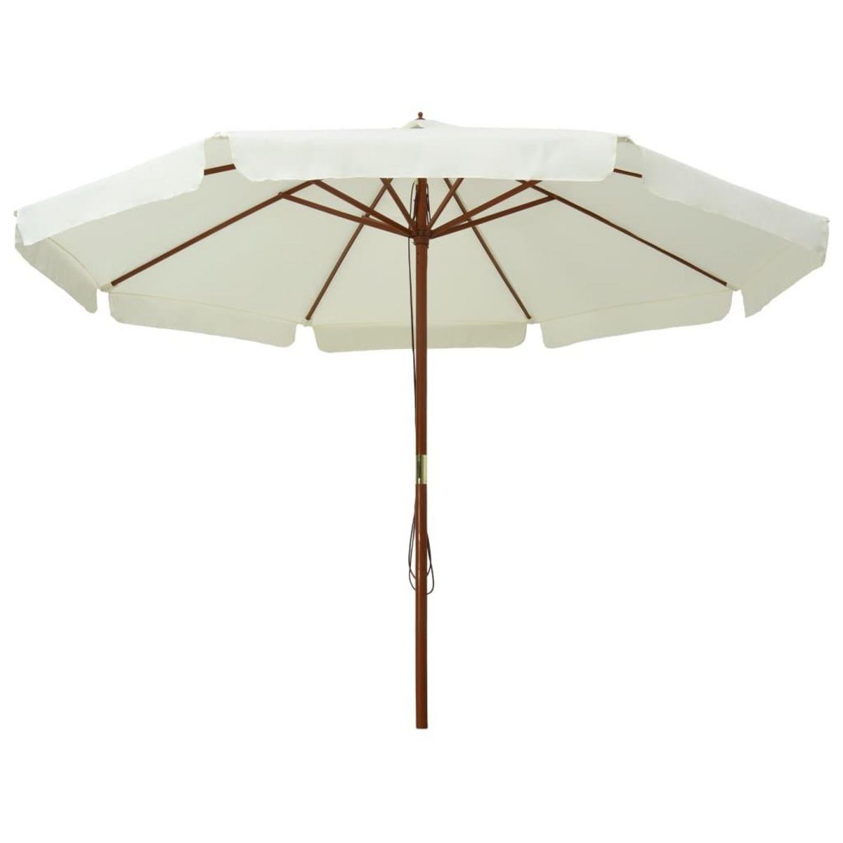 VIDAXL Parasol d'exterieur avec mat en bois 330 cm blanc sable