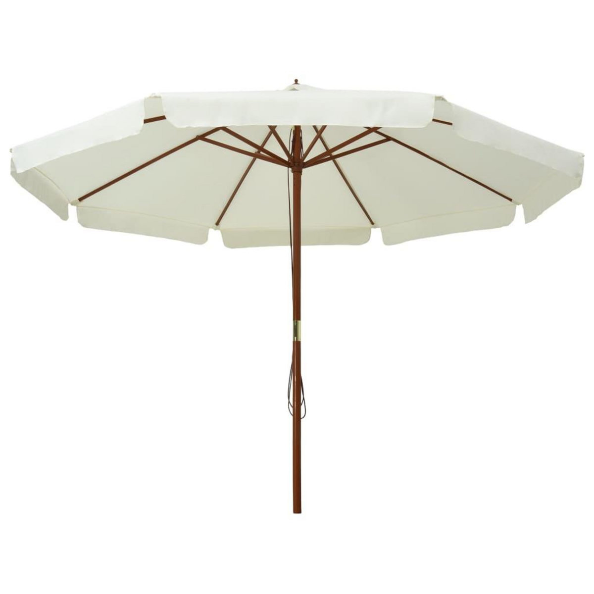 VIDAXL Parasol d'exterieur avec mat en bois 330 cm blanc sable