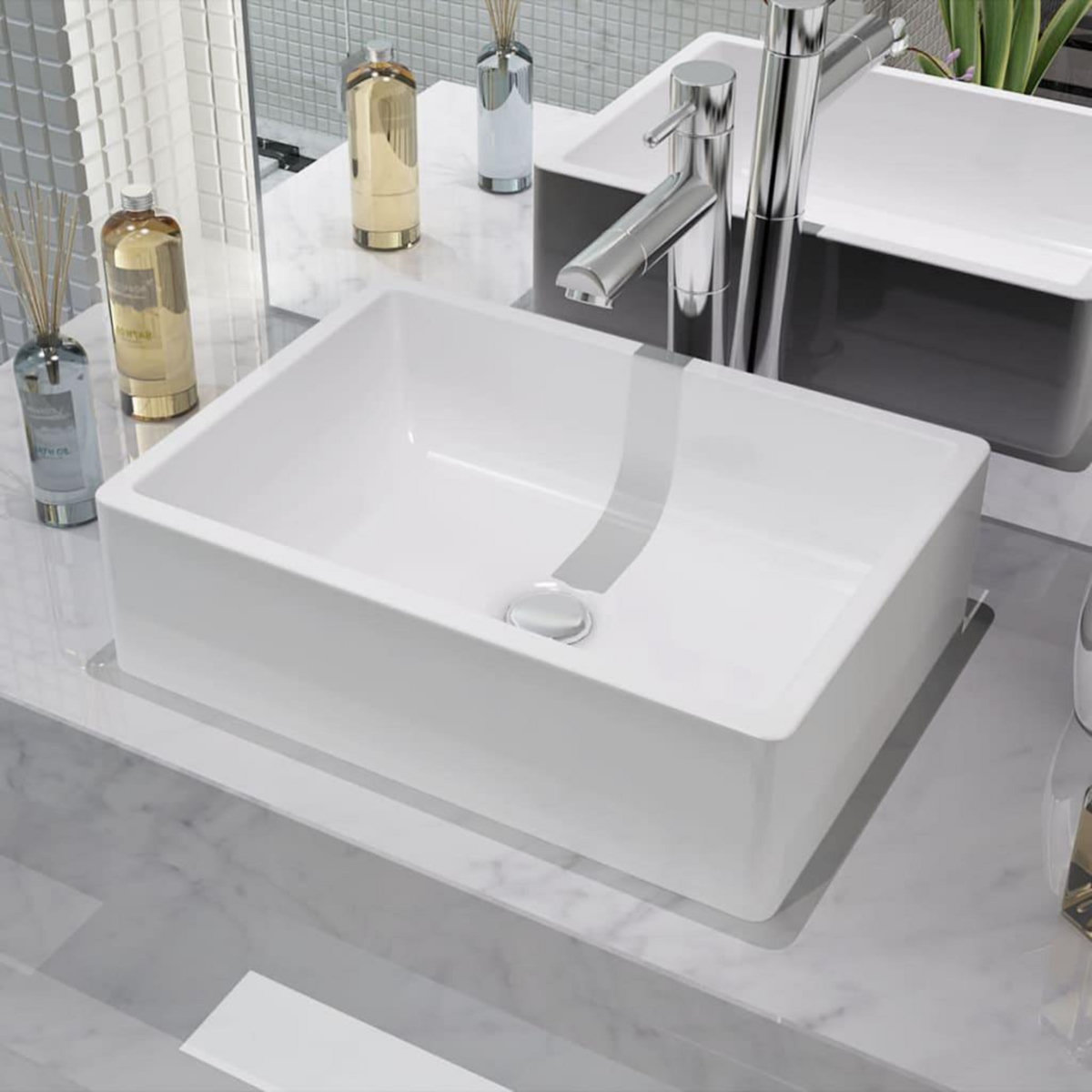 VIDAXL Lavabo Ceramique Blanc 41 x 30 x 12 cm