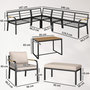 Voir la diapositive 3 : OUTSUNNY Salon de jardin d'angle table à manger 7 personnes 7 pièces