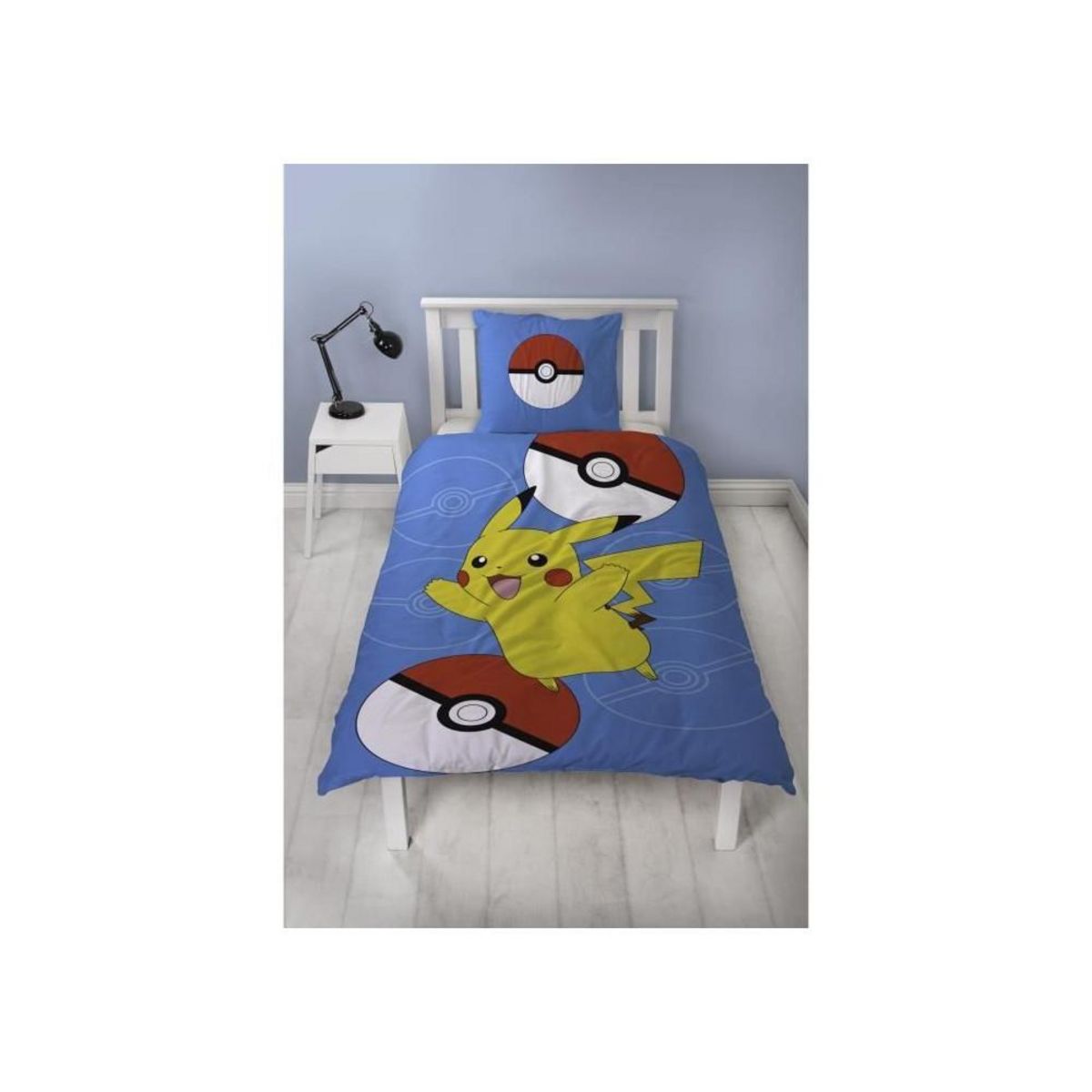 Pokemon Parure de lit - POKEMON - Pikachu III - Microfibre - 1 housse de couette 140 x 200 cm + 1 taie 63 x 63 cm