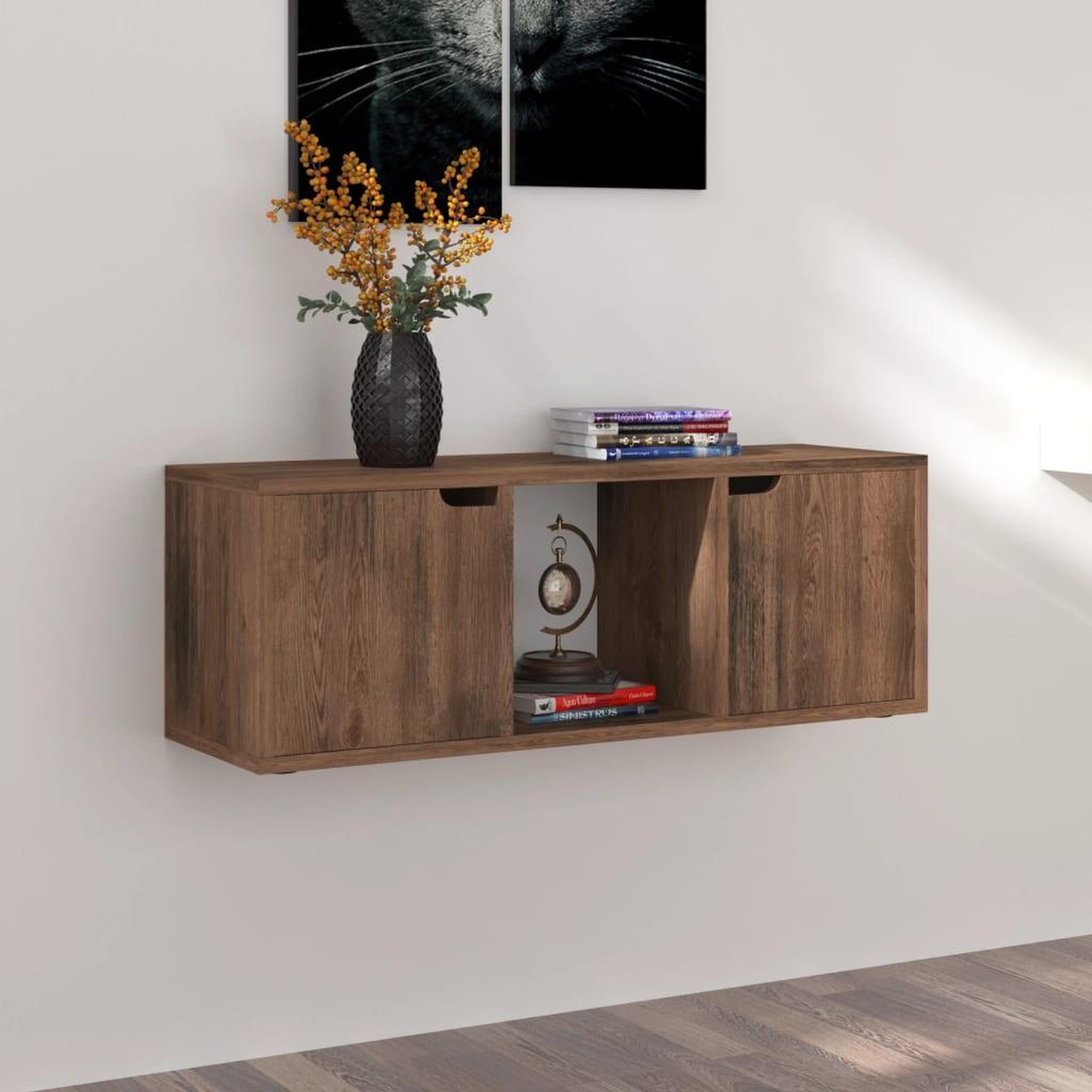 Voir la diapositive 3 : VIDAXL Meuble TV Chene fume 88,5x27,5x30,5 cm Bois d'ingenierie
