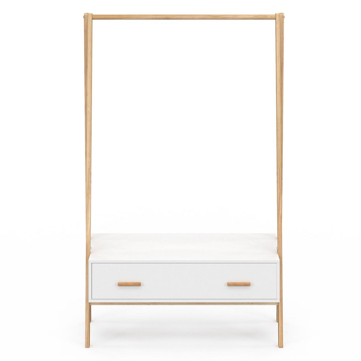 ID MARKET Portant enfant tipi LEON 130 cm avec 1 porte blanc et bois