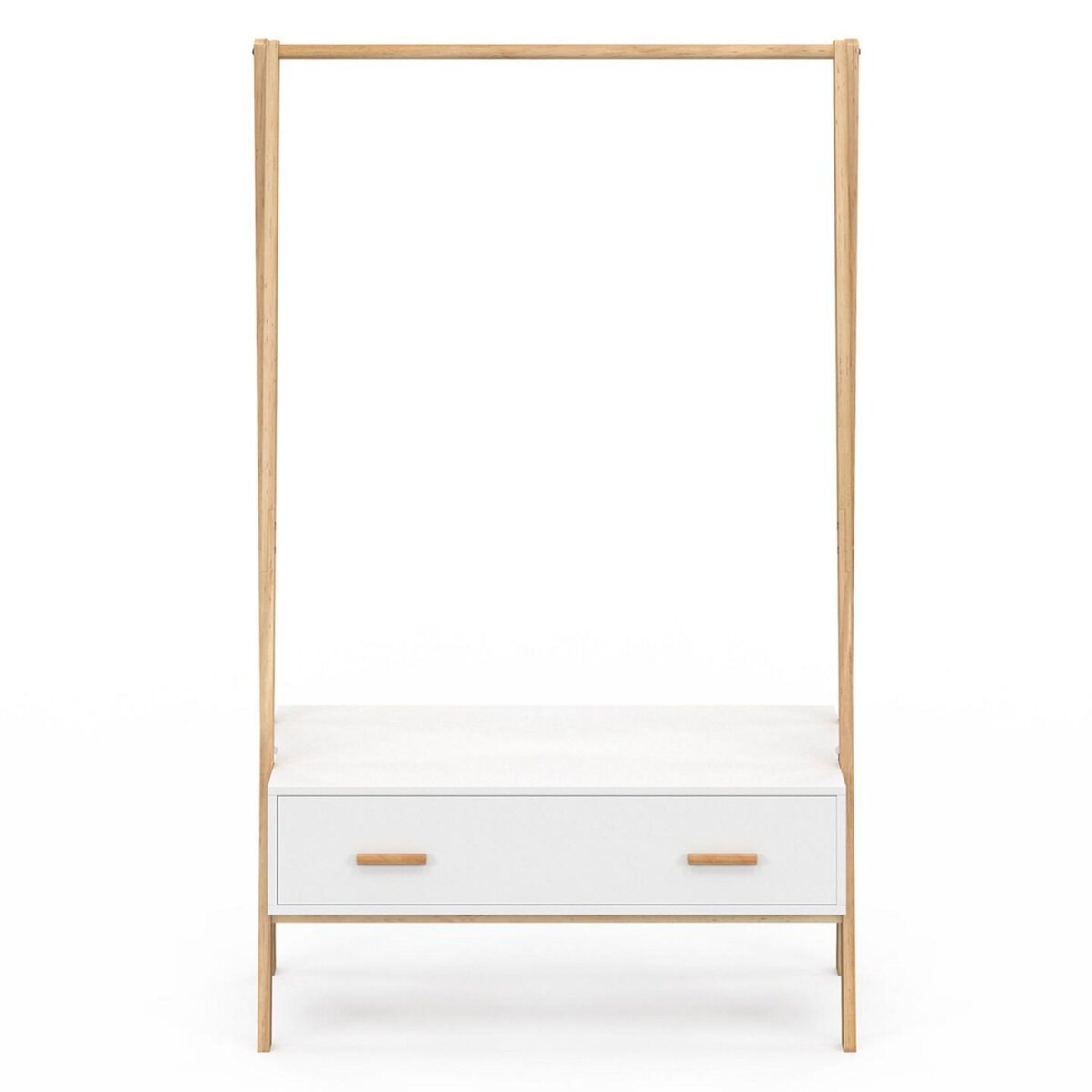 ID MARKET Portant enfant tipi LEON 130 cm avec 1 porte blanc et bois