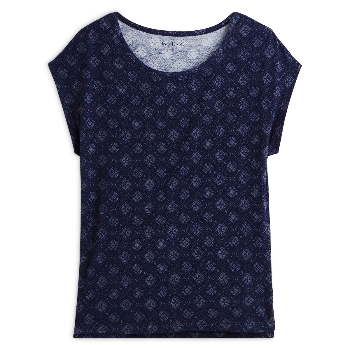IN EXTENSO T-shirt manches courtes bleu marine imprimé graphiques femme