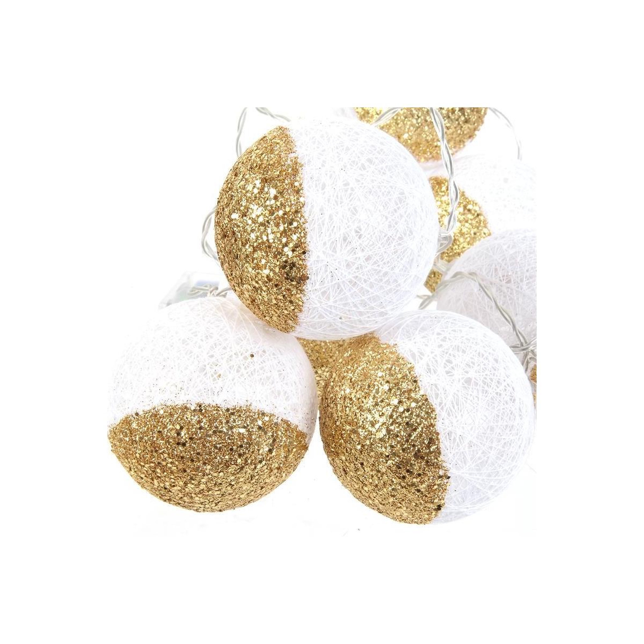 Voir la diapositive 2 : The Home Deco Factory Guirlande lumineuse à led  10 boules  192cm or & blanc