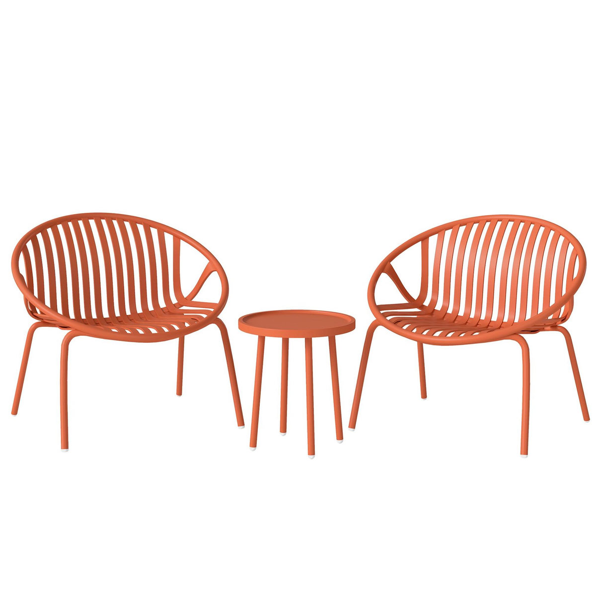OUTSUNNY Salon de jardin design vintage 3 pièces 2 places brique