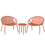 OUTSUNNY Salon de jardin design vintage 3 pièces 2 places brique