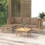 VIDAXL Salon de jardin 5 pcs avec coussins taupe bambou