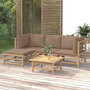 Voir la diapositive 1 : VIDAXL Salon de jardin 5 pcs avec coussins taupe bambou