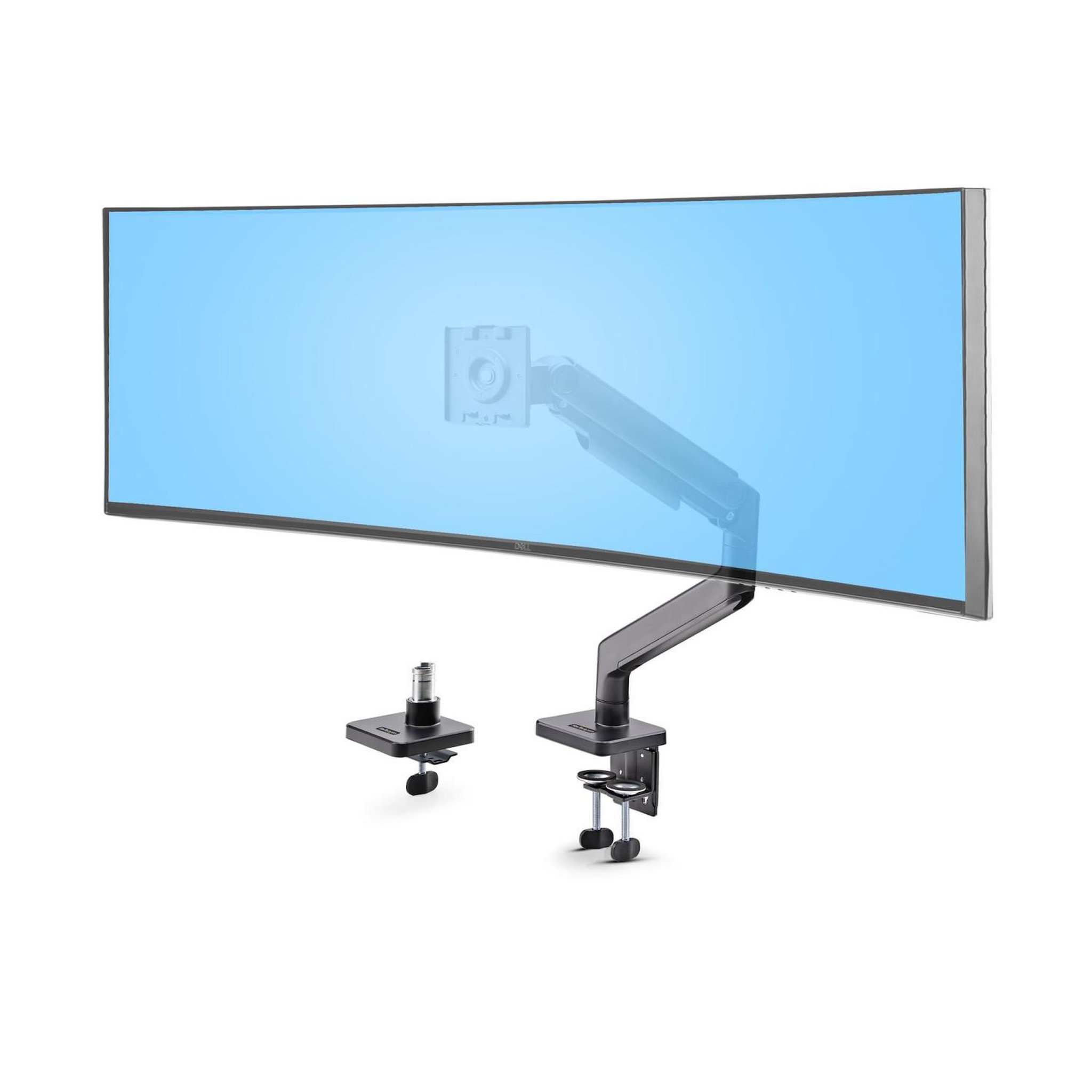 Startech Startech.com support de bureau pour écrans incurvés jusqu'à 49 pouces 32:9 ultrawide, bras à ressort mécanique pour moniteur, pince en c/oeillet, réglage sans outil, max 20kg