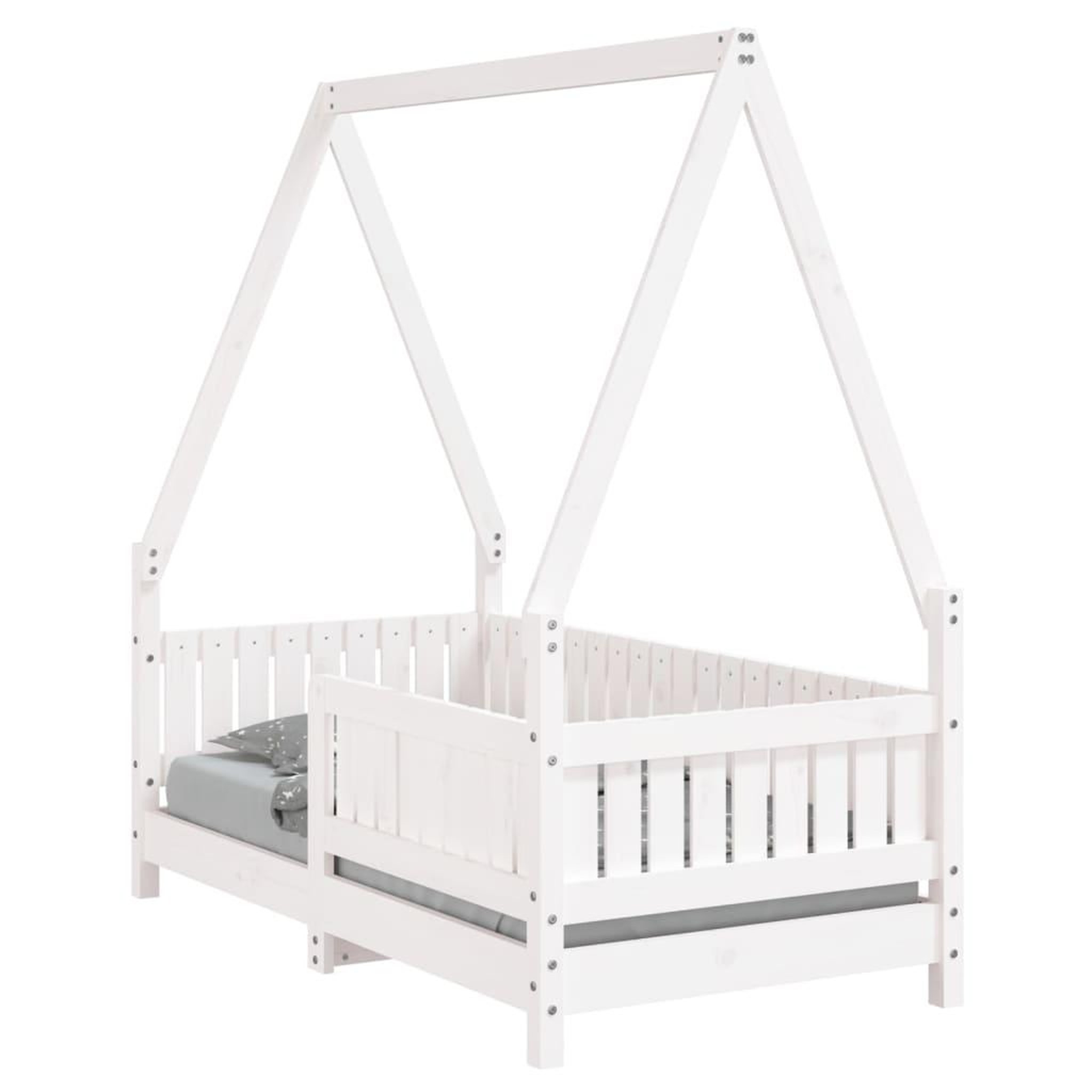 Voir la diapositive 2 : VIDAXL Cadre de lit pour enfant blanc 70x140 cm bois de pin massif