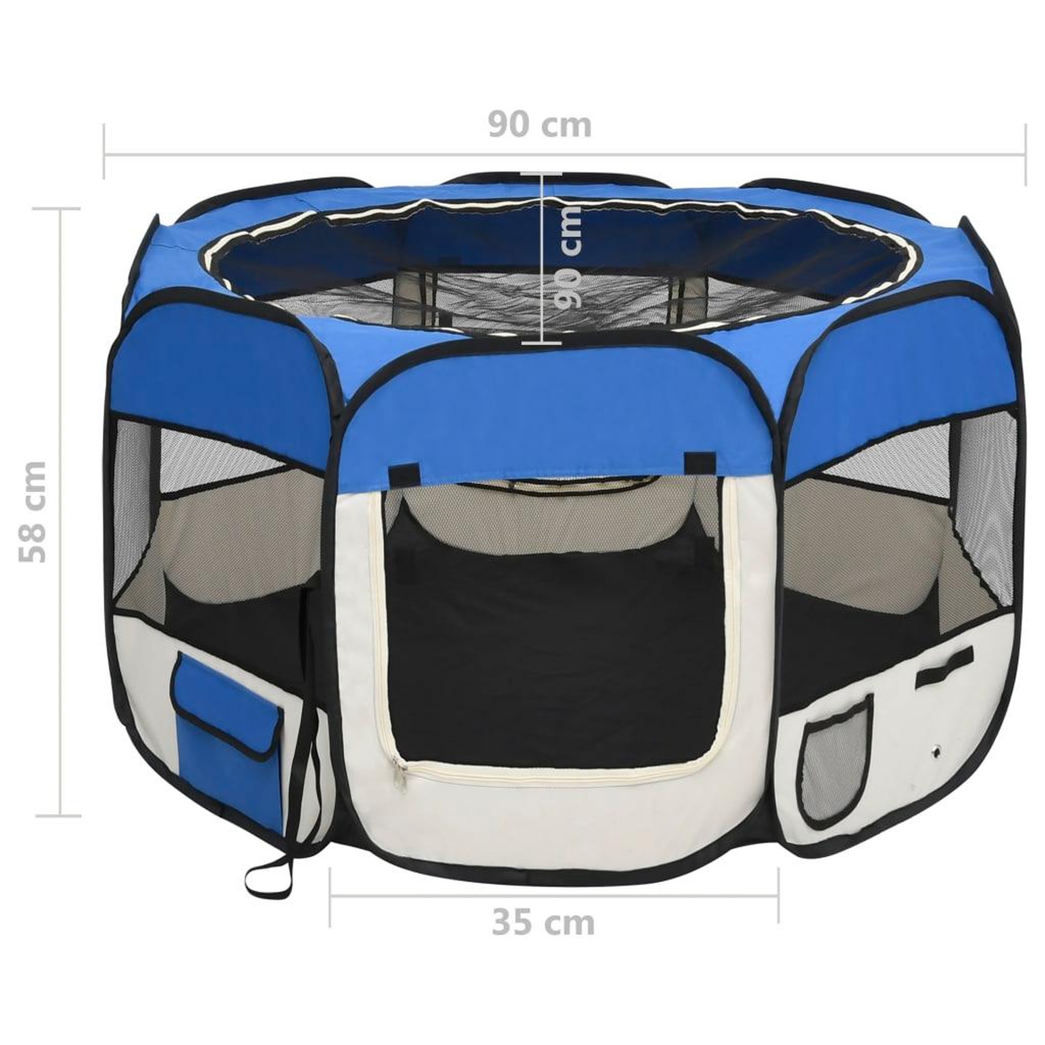 Voir la diapositive 6 : VIDAXL Parc pour chiens pliable avec sac de transport Bleu 90x90x58 cm