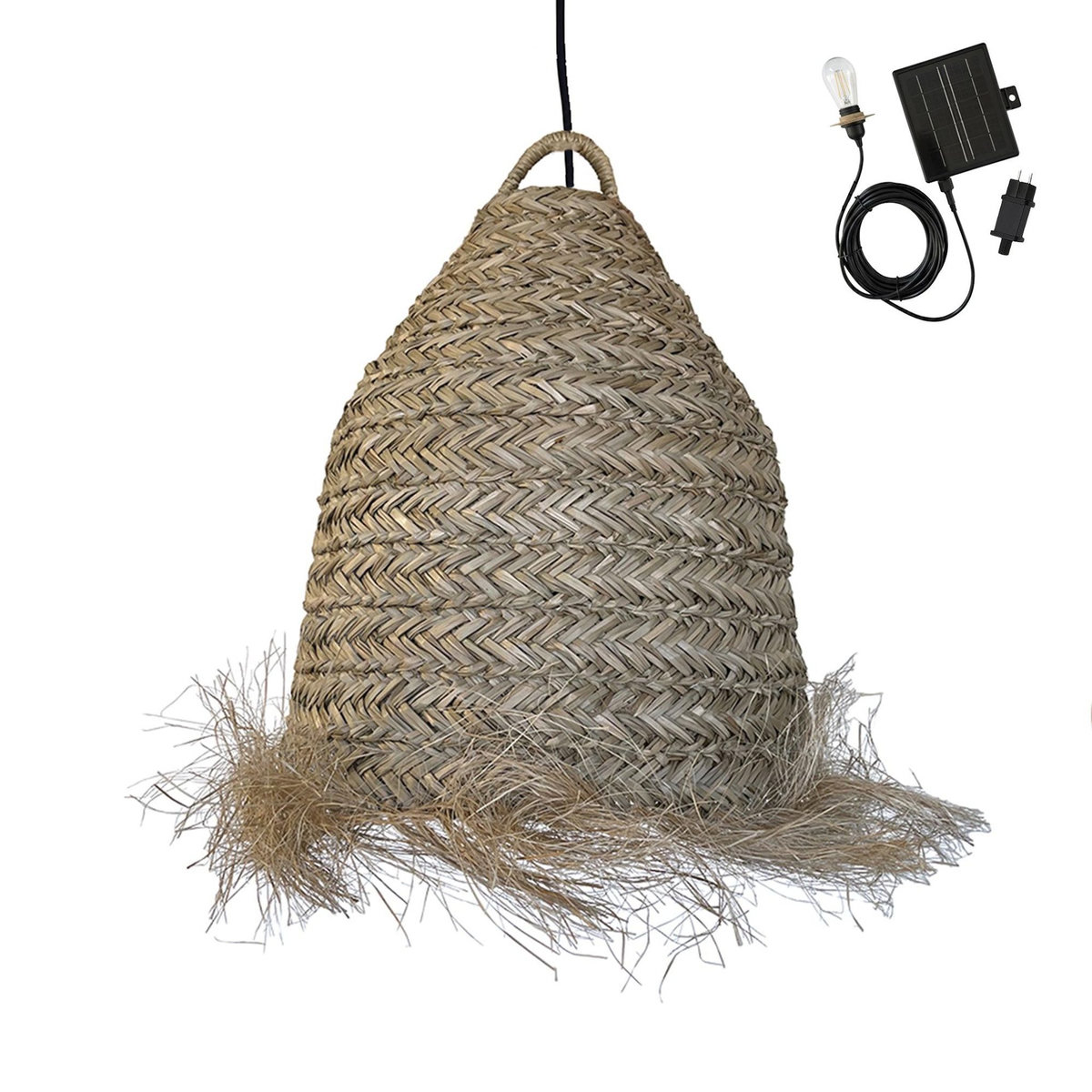 Lumisky Suspension d'extérieur nomade solaire ANAFI Beige Jonc de mer H47cm
