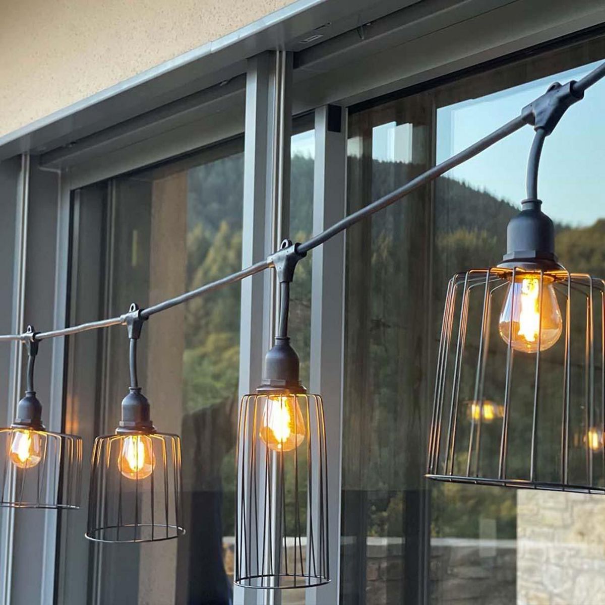 Lumisky Guirlande chapeau métal NEMA Noir Metal 6M 10xE27