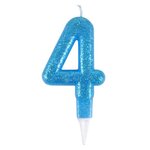 Paris Prix Bougie d'Anniversaire Paillette  Chiffre 4  7cm Bleu