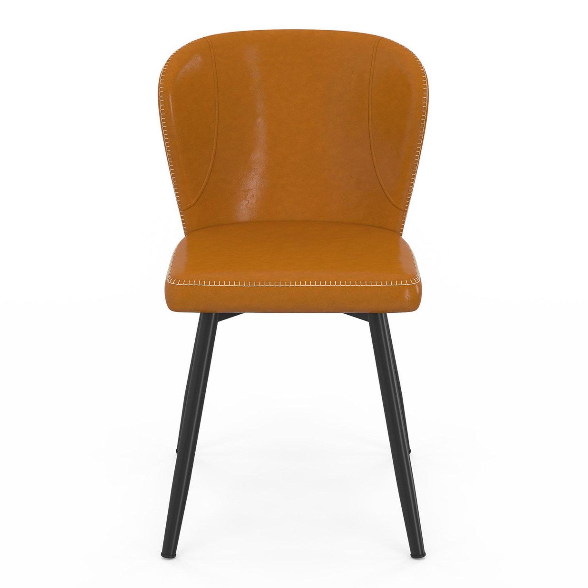 Voir la diapositive 4 : ID MARKET Lot de 4 chaises ISAURE marron avec coutures et pied métal noir