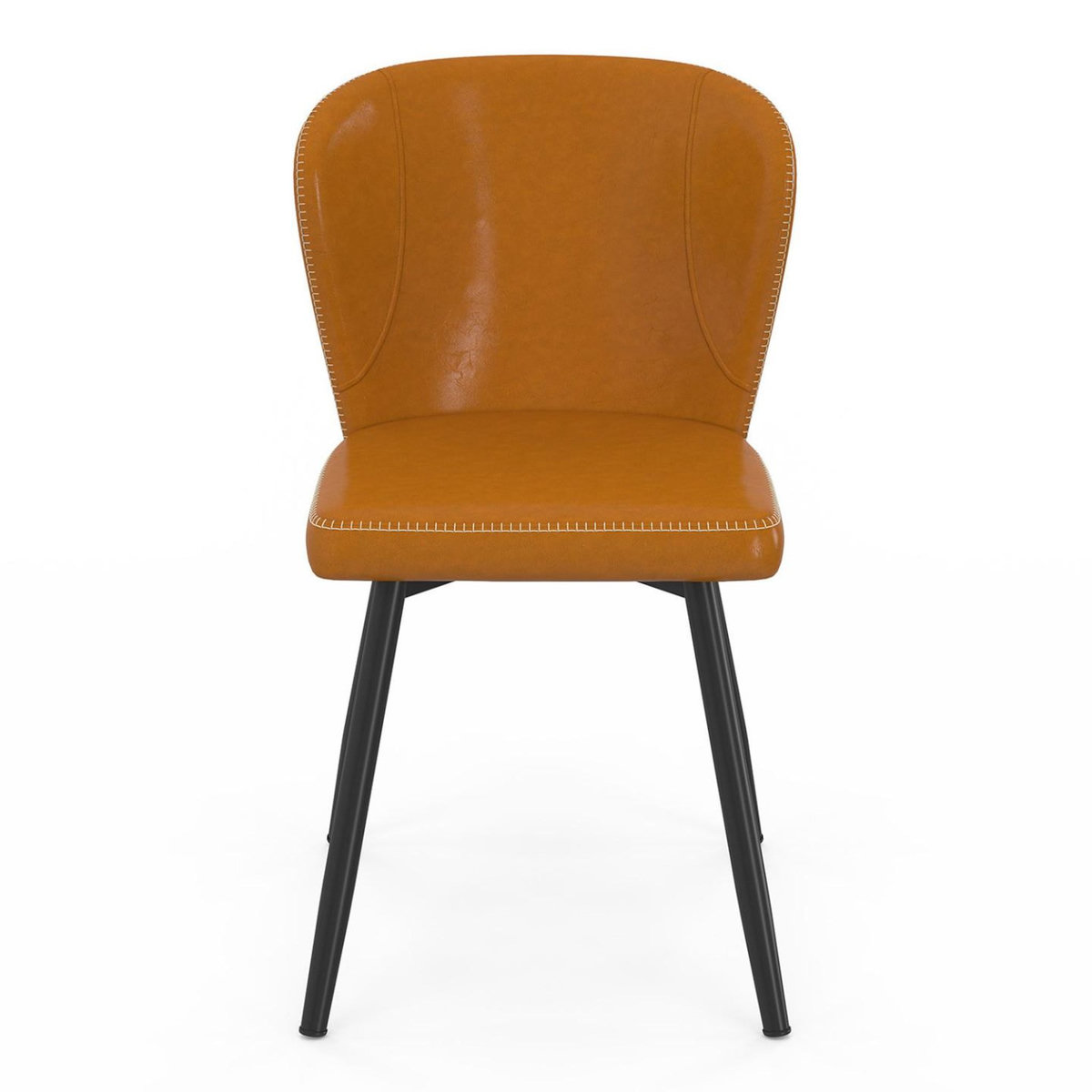 ID MARKET Lot de 4 chaises ISAURE marron avec coutures et pied métal noir