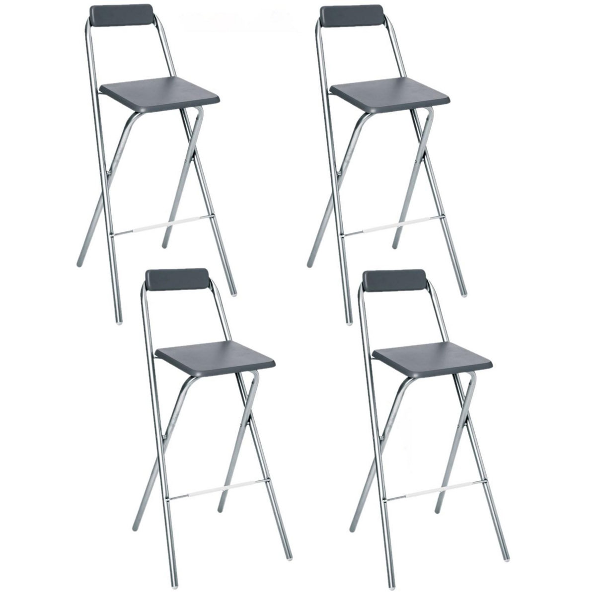 TOILINUX Lot de 4 Chaises de bar pliante Louna - H. 97,5 cm