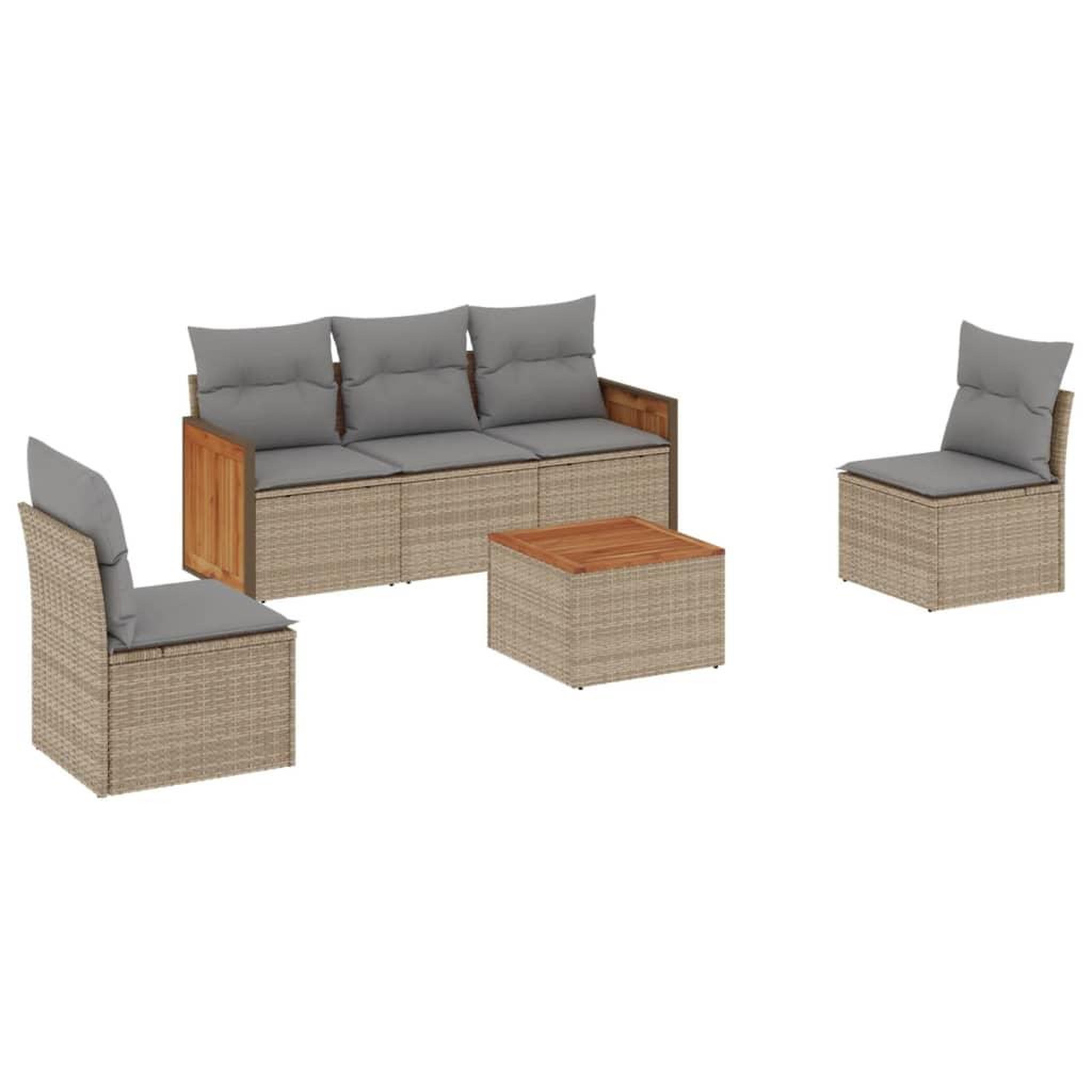 Voir la diapositive 2 : VIDAXL Salon de jardin avec coussins 6 pcs beige resine tressee