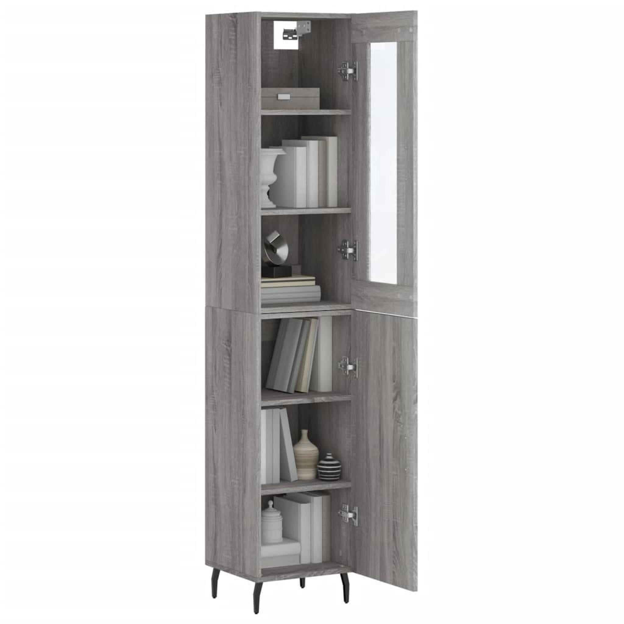 Voir la diapositive 3 : VIDAXL Buffet haut Sonoma gris 34,5x34x180 cm Bois d'ingenierie