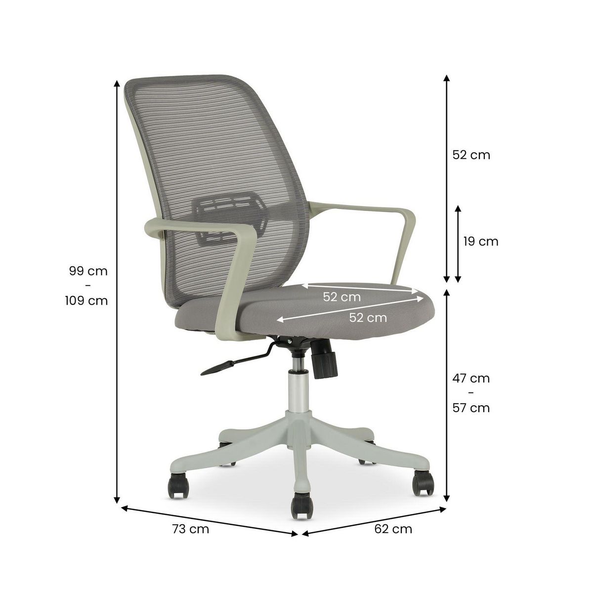 IDIMEX Chaise de bureau ergonomique MOLLIS réglable en tissu mesh