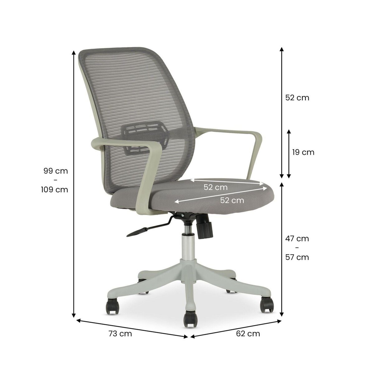 IDIMEX Chaise de bureau ergonomique MOLLIS réglable en tissu mesh