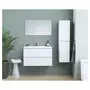 Ensemble meuble de salle de bain bloc 2 tiroirs avec vasque encastrée et miroir L80 cm ODYSSEE