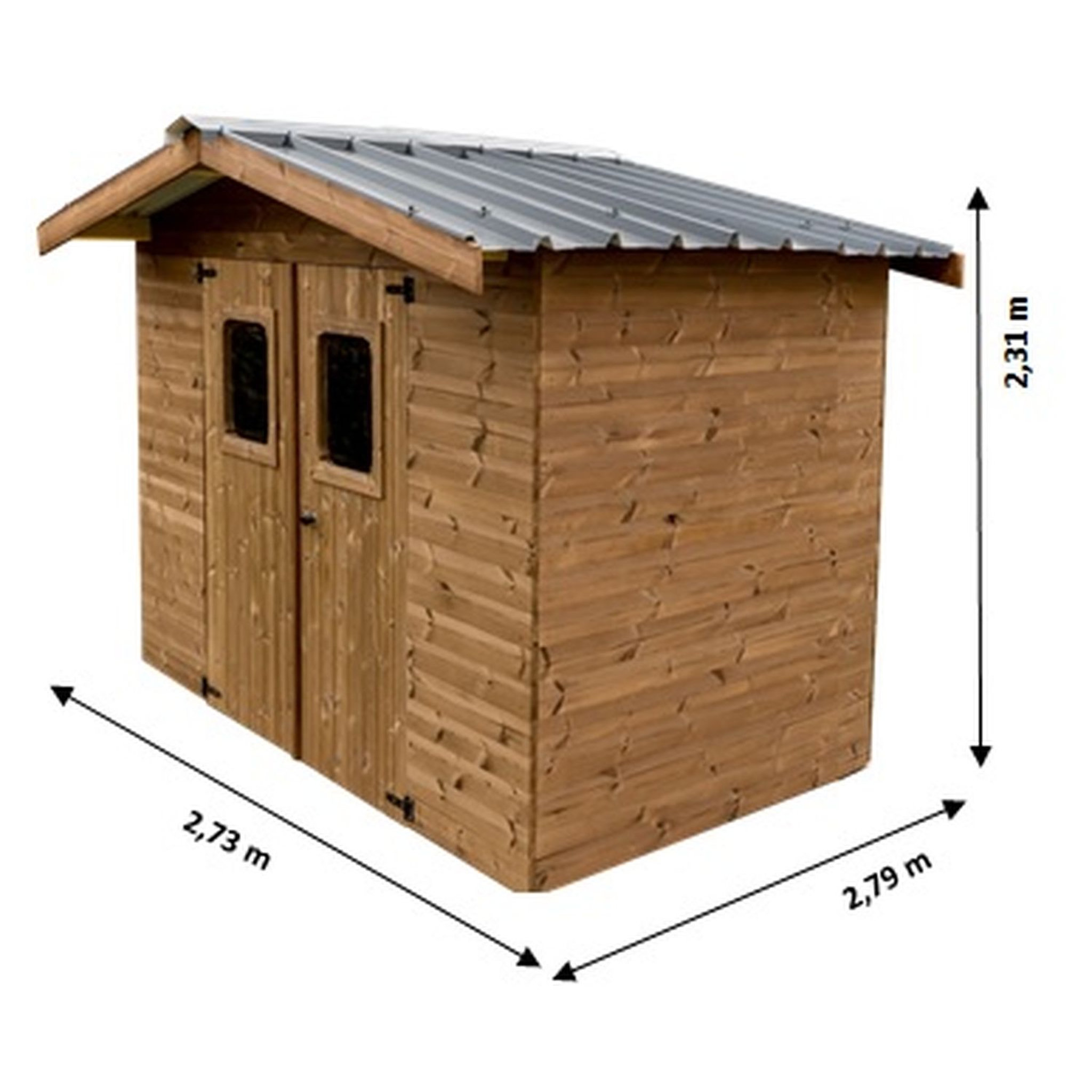 Voir la diapositive 2 : Habrita Abri de jardin bois - Autoclavé - 4,87m²