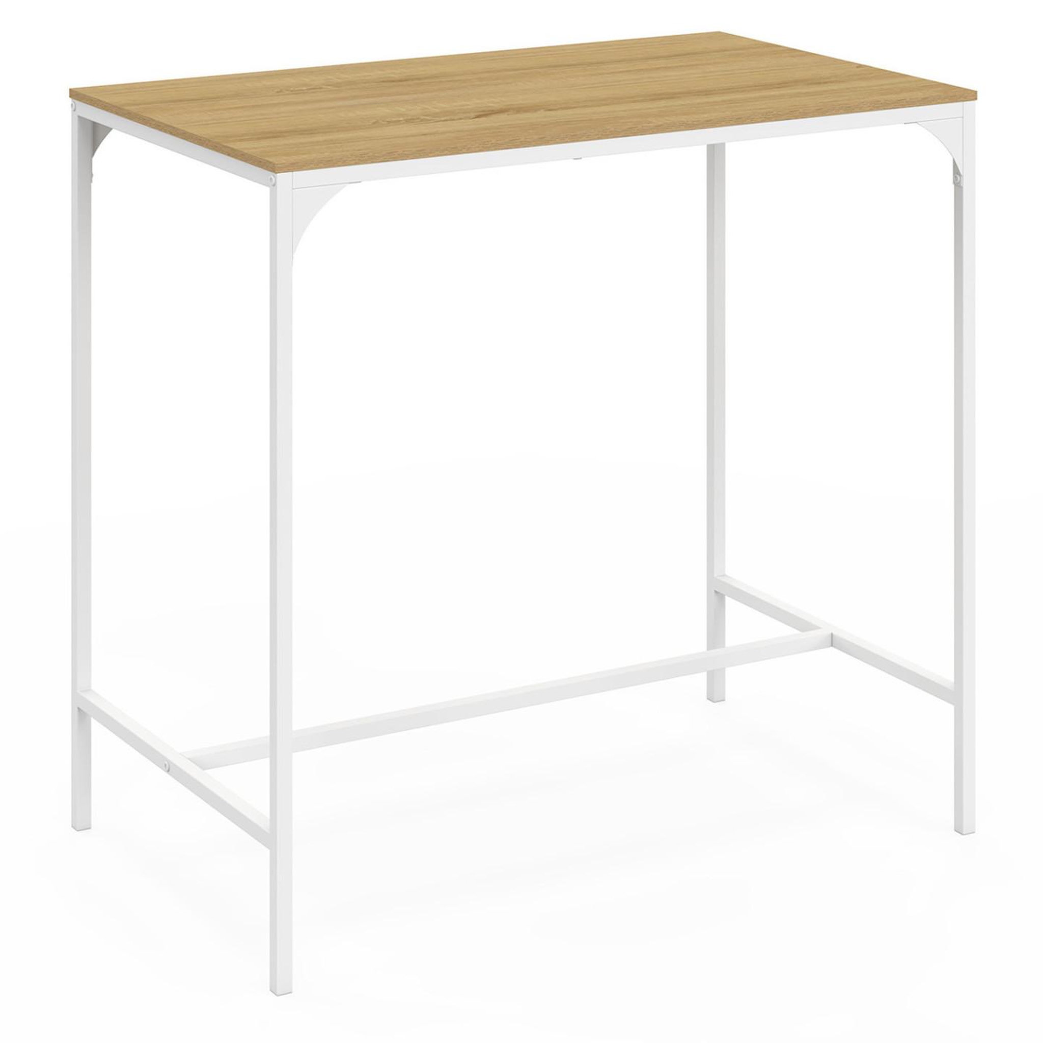 Voir la diapositive 4 : ID MARKET Ensemble table haute de bar detroit 100 cm et 4 tabourets de bar bois et métal blanc design industriel