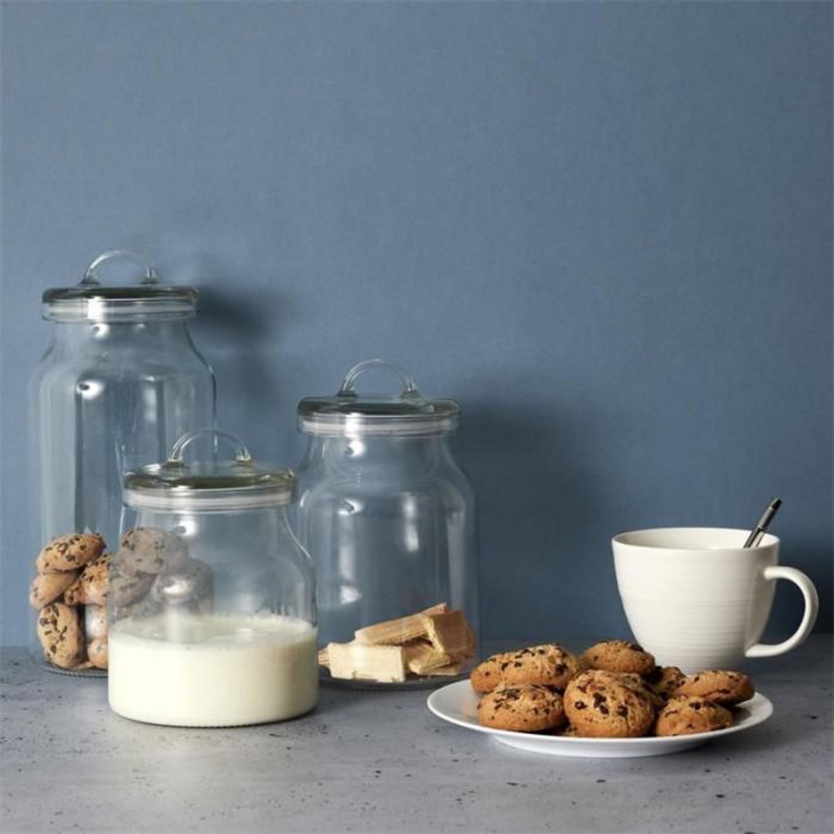 Paris Prix Bocal Rond en Verre  Couvercle  2,7L Transparent