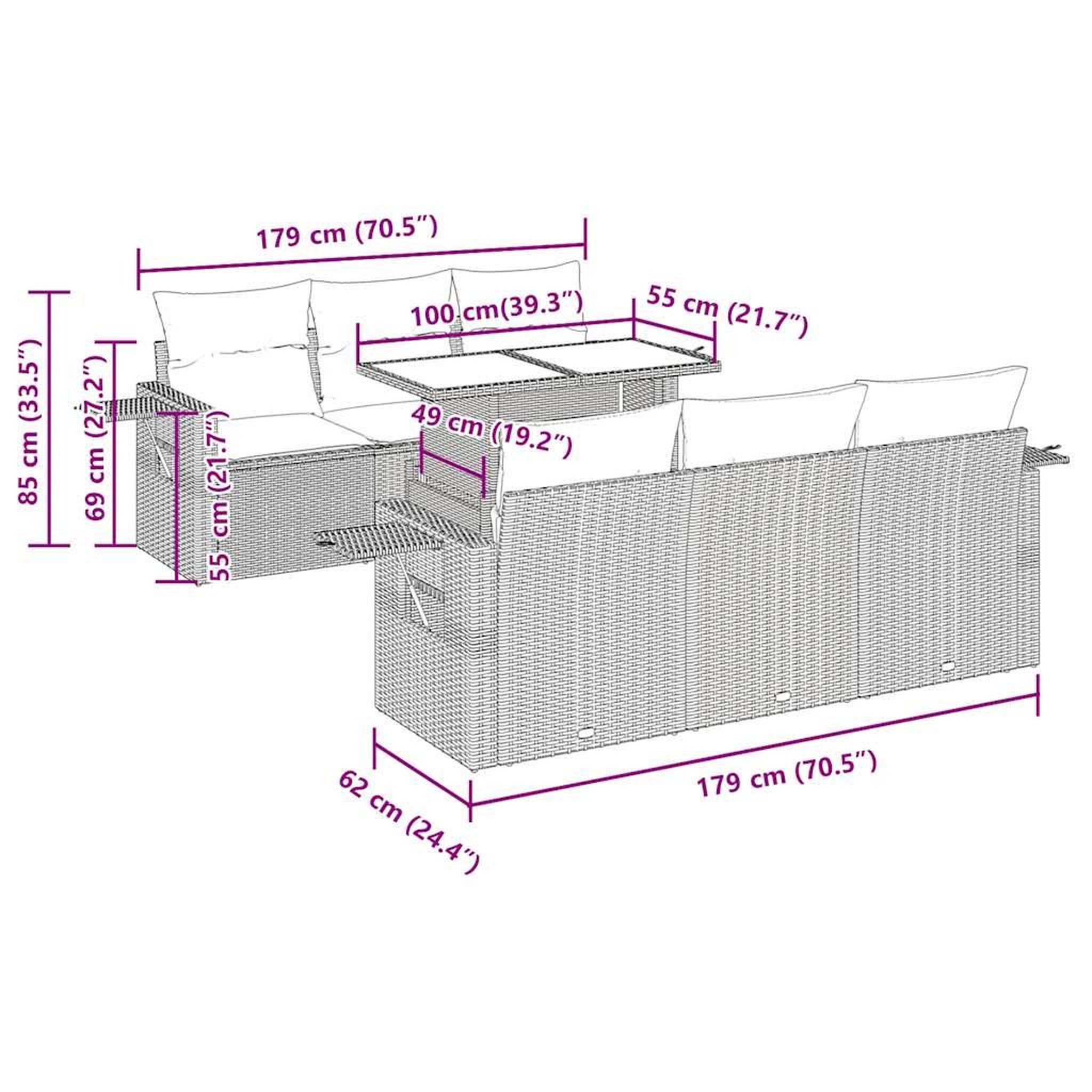 Voir la diapositive 6 : VIDAXL Salon de jardin 7 pcs avec coussins noir resine tressee