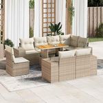 VIDAXL Salon de jardin avec coussins 9 pcs beige resine tressee