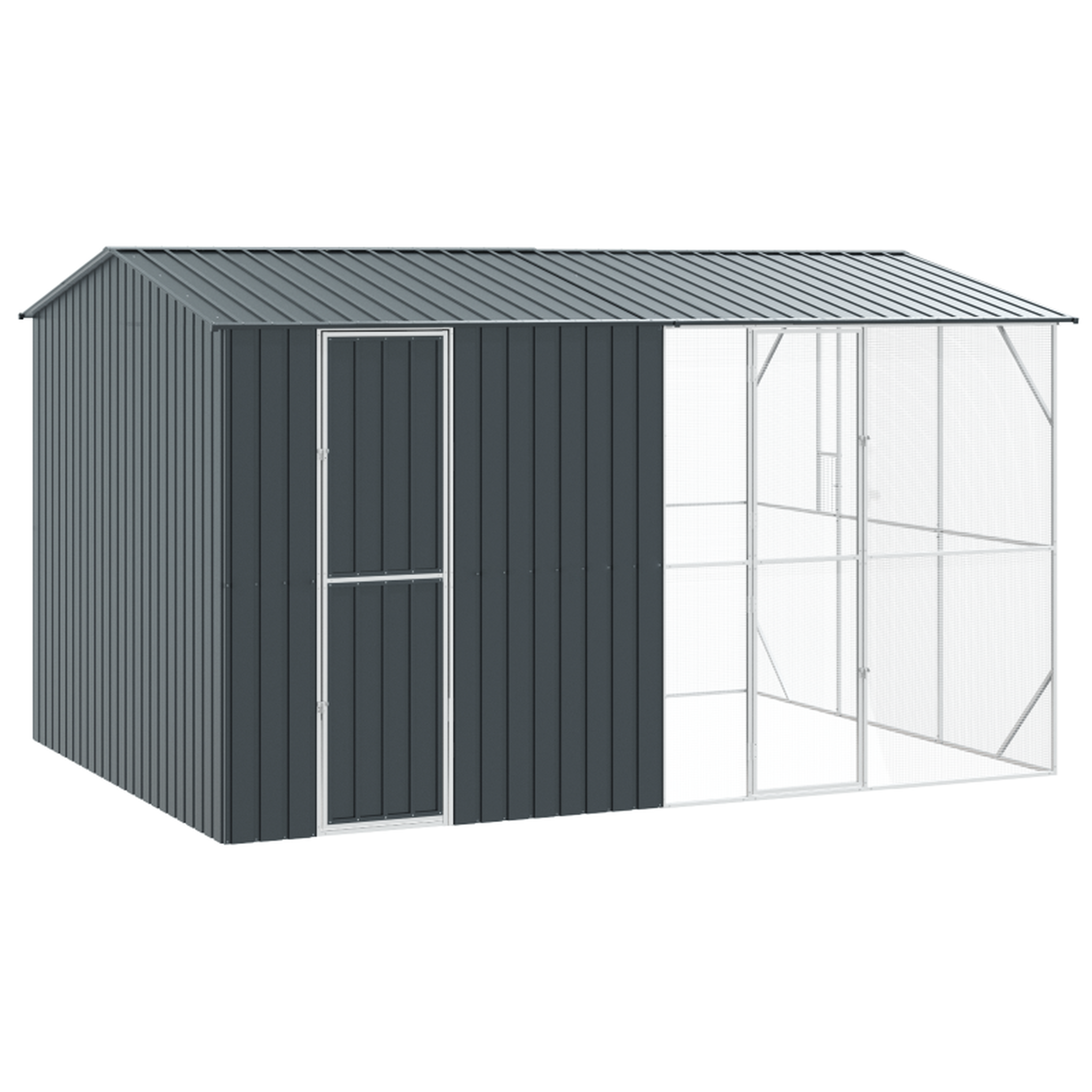 Voir la diapositive 2 : VIDAXL Volière avec extension Anthracite 310x442x247 cm Acier