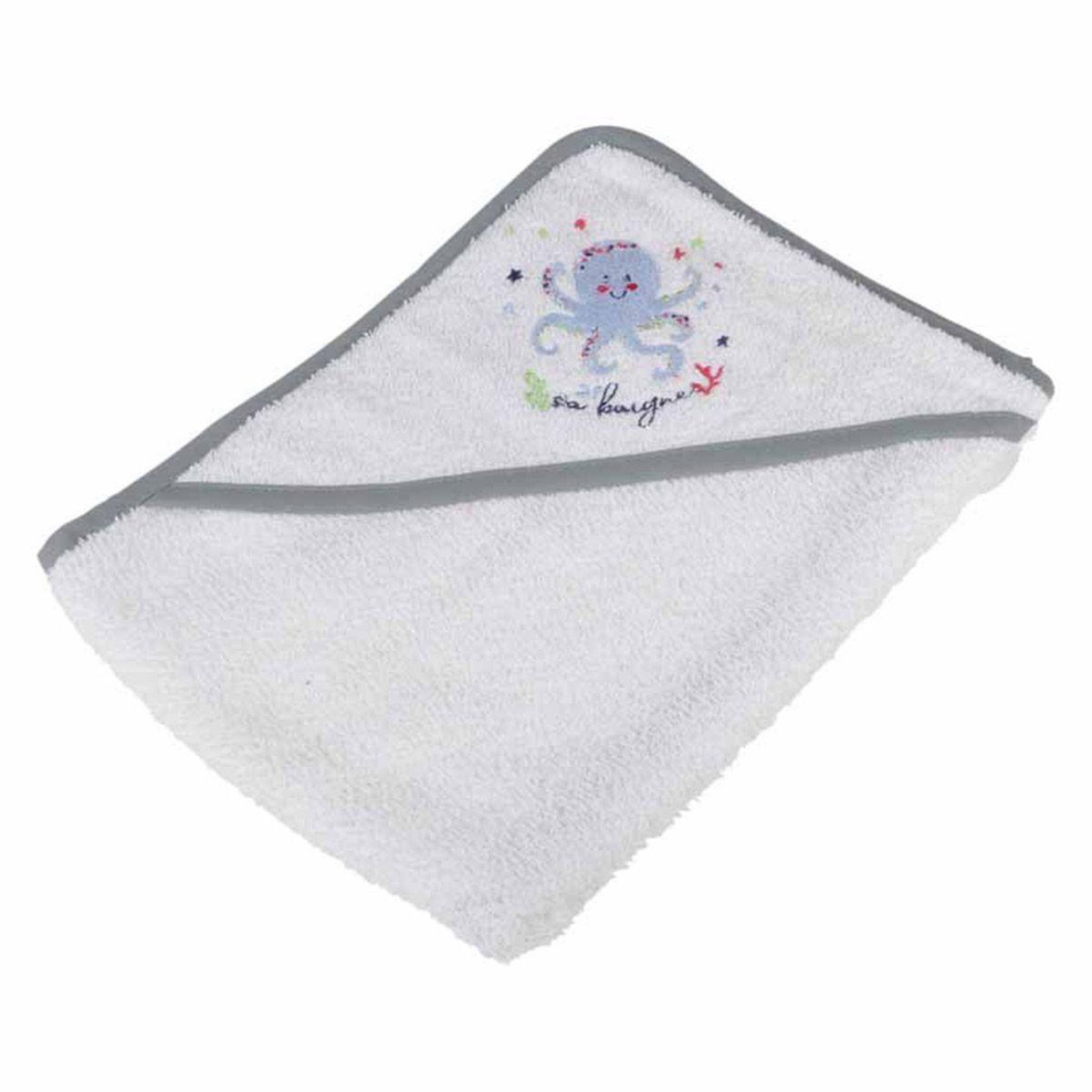 HOMEA Cape de Bain en Coton  Pieuvre  75cm Gris & Blanc