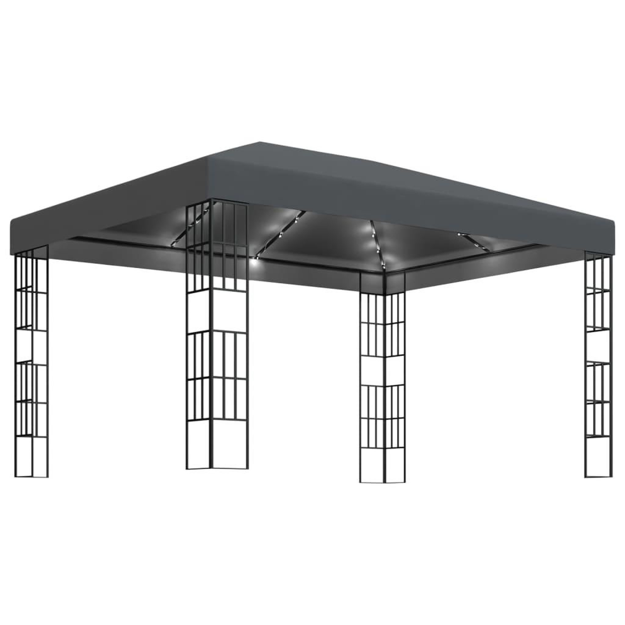 VIDAXL Tonnelle avec guirlande lumineuse a led 3x4 m anthracite