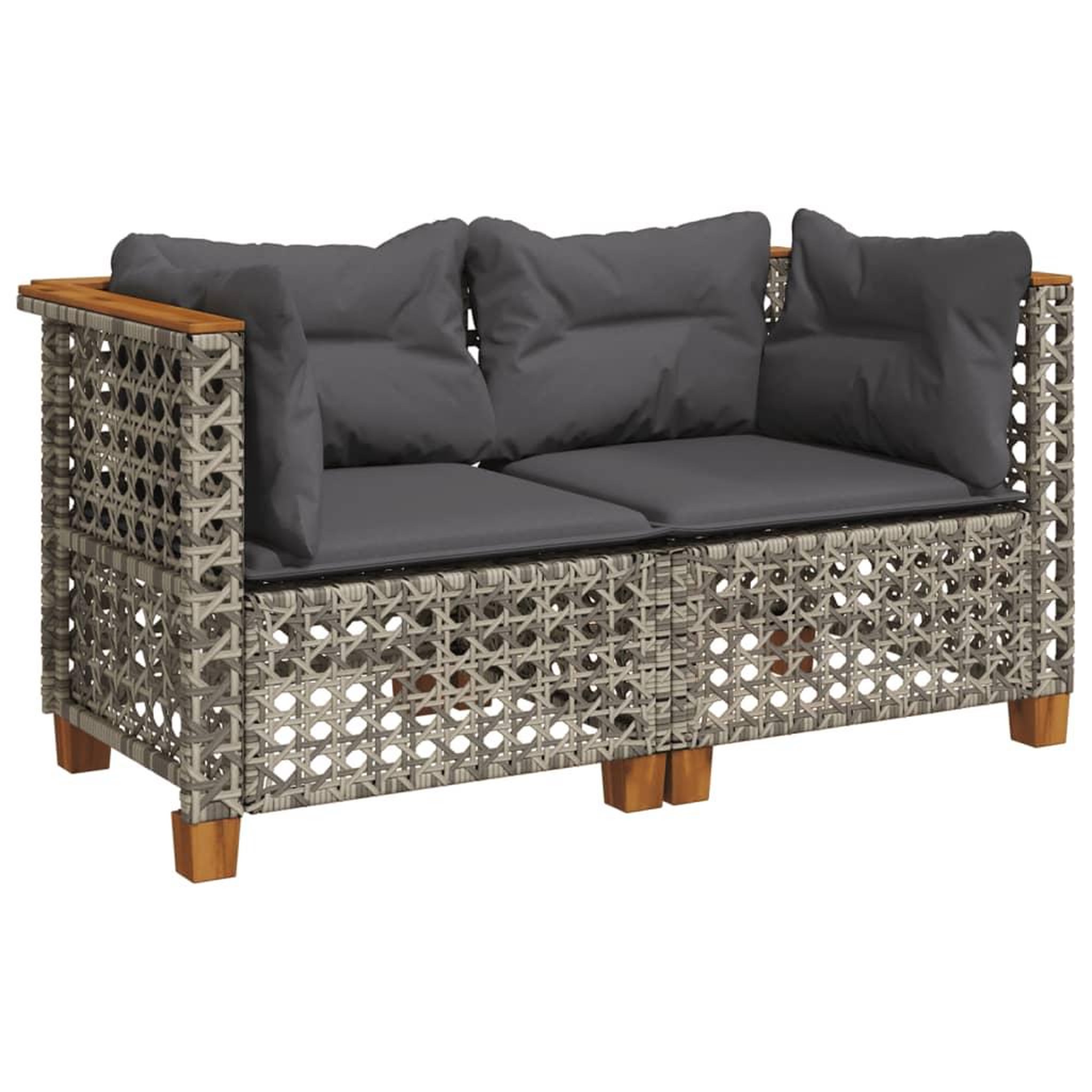 Voir la diapositive 2 : VIDAXL Canapes d'angle de jardin et coussins 2 pcs gris resine tressee