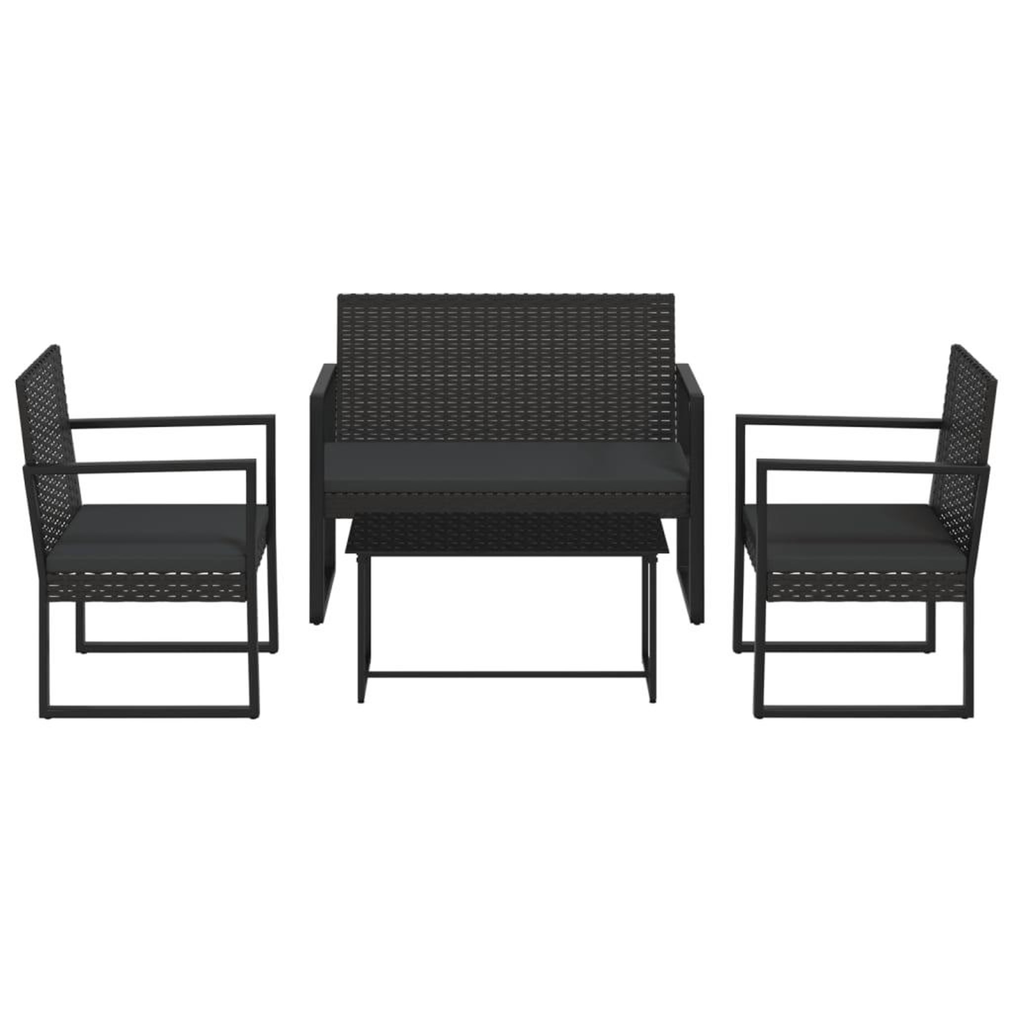 Voir la diapositive 2 : VIDAXL Salon de jardin 4 pcs avec coussins Noir Resine tressee