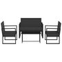 Voir la diapositive 2 : VIDAXL Salon de jardin 4 pcs avec coussins Noir Resine tressee